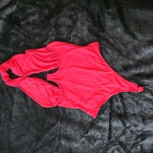Fashion Nova Not On The List Halter Thong Bodysuit red